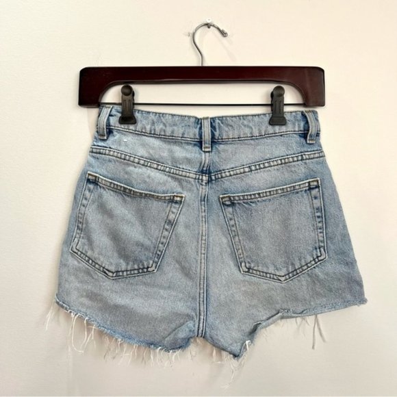 & Other Stories Dream Cut Light Wash Destroyed 100% Organic Cotton Jean Shorts - Picture 6 of 13